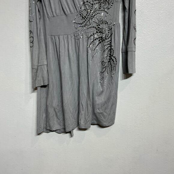 Ariella Gray Sequins Open Cardigan Sz M - Picture 8 of 12